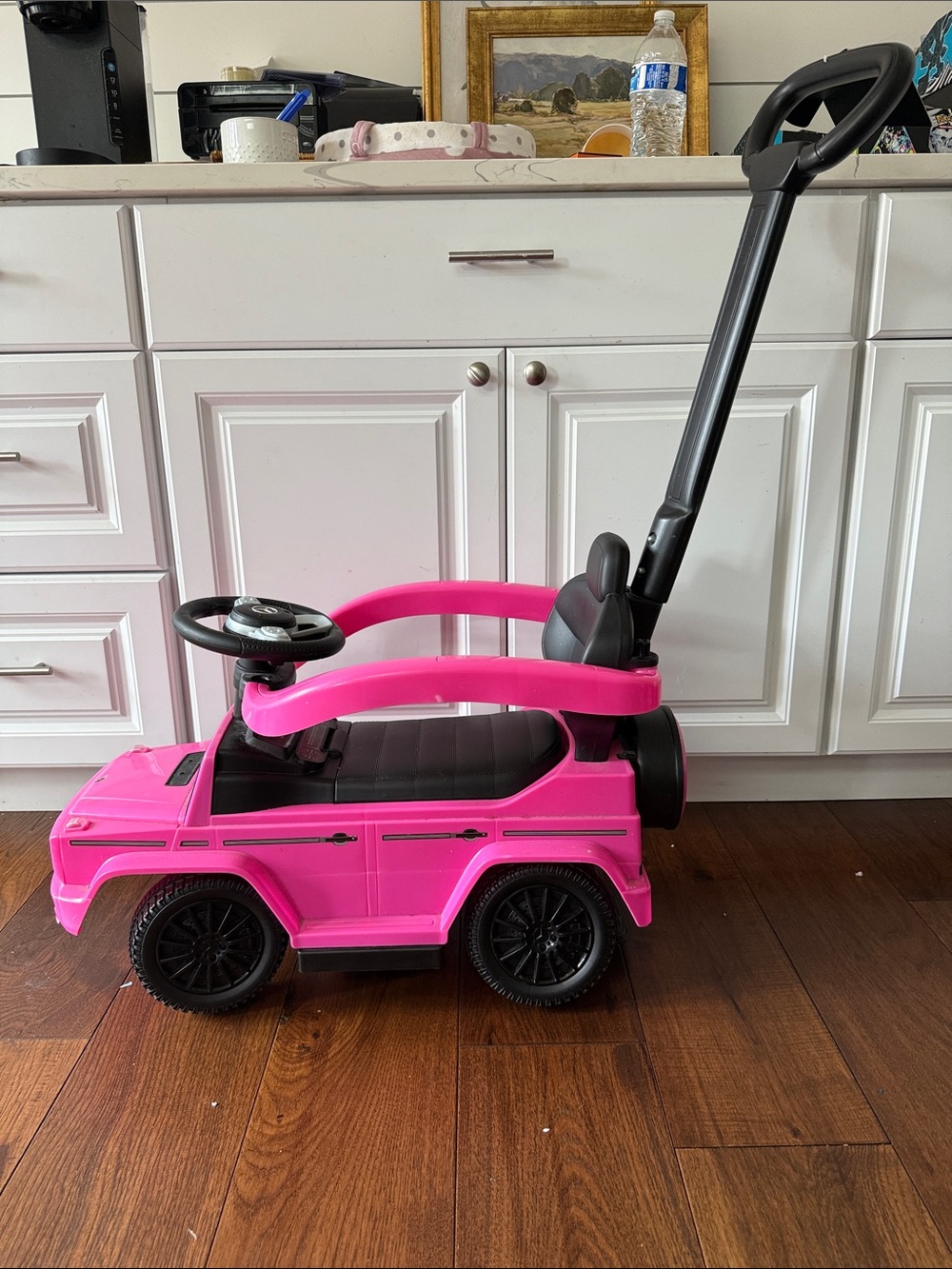 3 in 1 Ride on Push Car Mercedes Benz AMG Toddler Stroller Sliding Car Pink